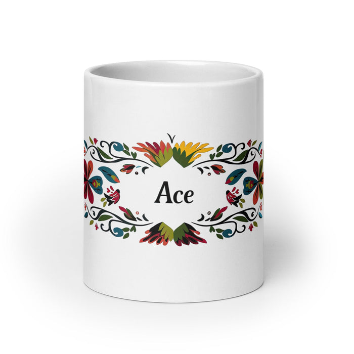 Ace Exclusive Name Art Piece Home Office Work Coffee Mug Mexican Spanish Pride Gift Cup One-Of-A-Kind Calligraphy White Glossy Mug | A6 Mexicada