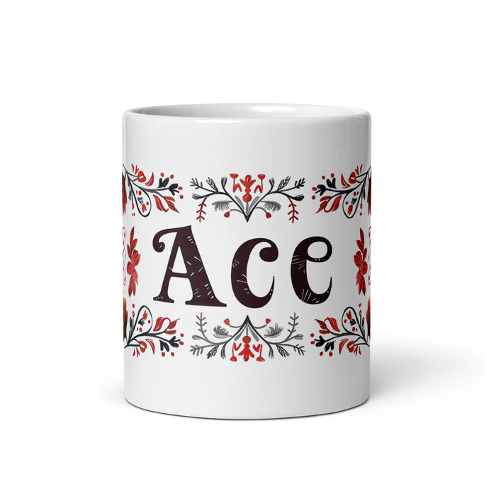 Ace Exclusive Name Art Piece Home Office Work Coffee Mug Mexican Spanish Pride Gift Cup One - Of - A - Kind Calligraphy White Glossy Mug | A7 - Mexicada