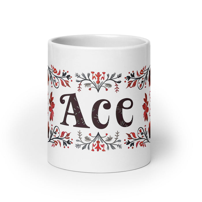 Ace Exclusive Name Art Piece Home Office Work Coffee Mug Mexican Spanish Pride Gift Cup One - Of - A - Kind Calligraphy White Glossy Mug | A7 - Mexicada