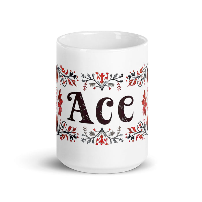 Ace Exclusive Name Art Piece Home Office Work Coffee Mug Mexican Spanish Pride Gift Cup One - Of - A - Kind Calligraphy White Glossy Mug | A7 - Mexicada