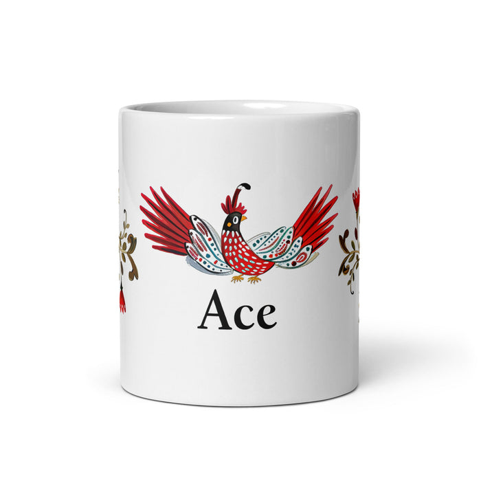 Ace Exclusive Name Art Piece Home Office Work Coffee Mug Mexican Spanish Pride Gift Cup One - Of - A - Kind Calligraphy White Glossy Mug | S1 - Mexicada