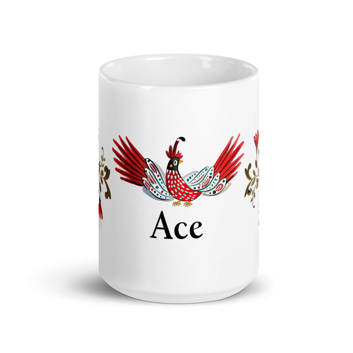 Ace Exclusive Name Art Piece Home Office Work Coffee Mug Mexican Spanish Pride Gift Cup One - Of - A - Kind Calligraphy White Glossy Mug | S1 - Mexicada