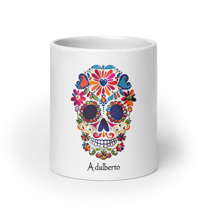 Adalberto Exclusive Name Art Piece Home Office Work Coffee Mug Mexican Spanish Pride Gift Cup One-Of-A-Kind Calligraphy White Glossy Mug | A1 Mexicada