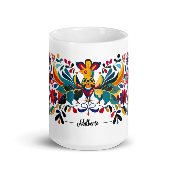 Adalberto Exclusive Name Art Piece Home Office Work Coffee Mug Mexican Spanish Pride Gift Cup One-Of-A-Kind Calligraphy White Glossy Mug | A2 Mexicada