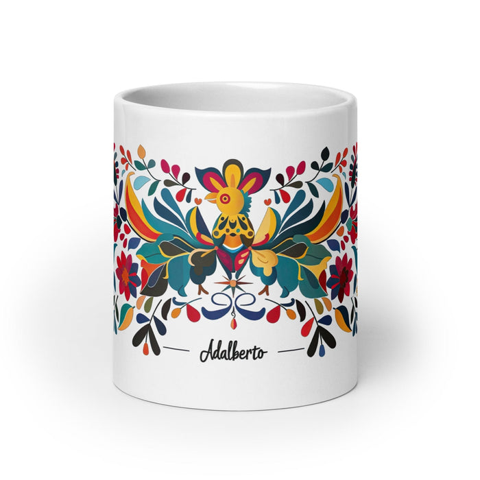 Adalberto Exclusive Name Art Piece Home Office Work Coffee Mug Mexican Spanish Pride Gift Cup One-Of-A-Kind Calligraphy White Glossy Mug | A2 Mexicada