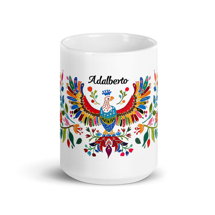 Adalberto Exclusive Name Art Piece Home Office Work Coffee Mug Mexican Spanish Pride Gift Cup One - Of - A - Kind Calligraphy White Glossy Mug | A3 - Mexicada