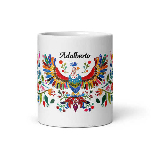 Adalberto Exclusive Name Art Piece Home Office Work Coffee Mug Mexican Spanish Pride Gift Cup One - Of - A - Kind Calligraphy White Glossy Mug | A3 - Mexicada