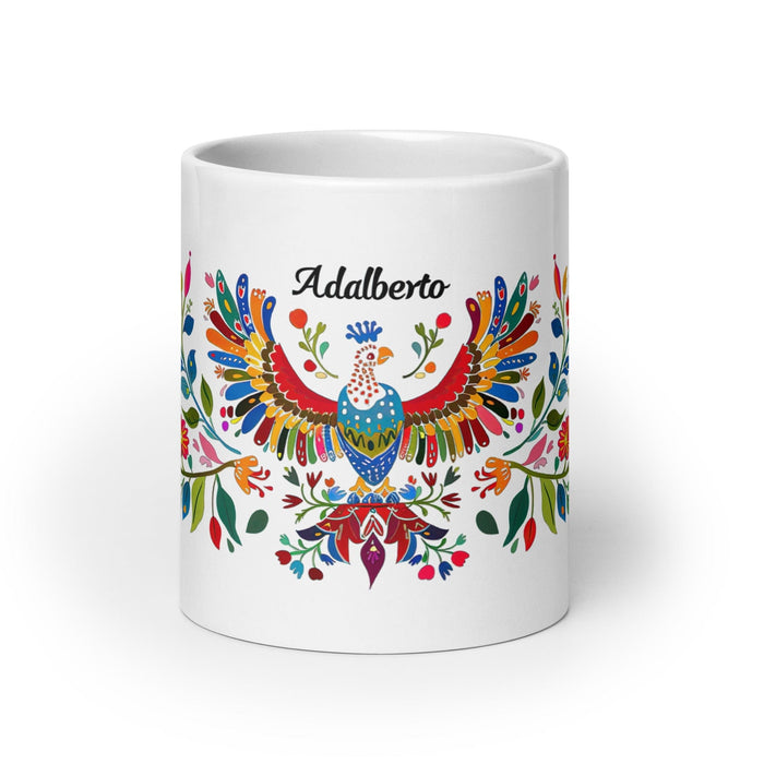 Adalberto Exclusive Name Art Piece Home Office Work Coffee Mug Mexican Spanish Pride Gift Cup One-Of-A-Kind Calligraphy White Glossy Mug | A3 Mexicada