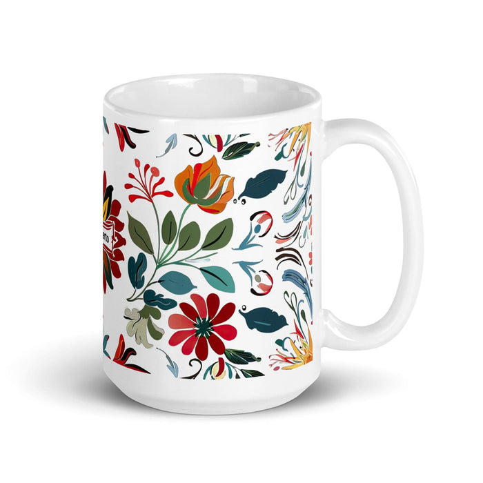 Adalberto Exclusive Name Art Piece Home Office Work Coffee Mug Mexican Spanish Pride Gift Cup One-Of-A-Kind Calligraphy White Glossy Mug | A4 Mexicada 15 oz