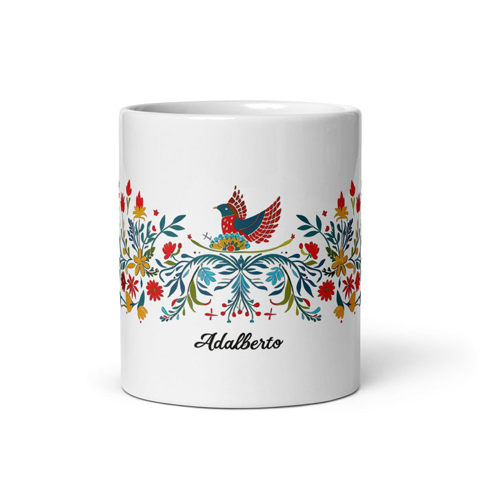 Adalberto Exclusive Name Art Piece Home Office Work Coffee Mug Mexican Spanish Pride Gift Cup One-Of-A-Kind Calligraphy White Glossy Mug | A5 Mexicada