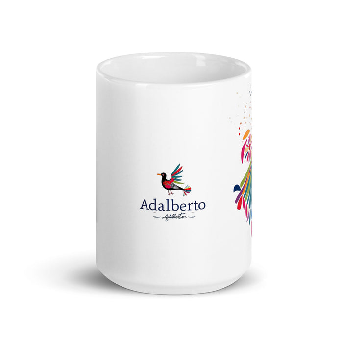 Adalberto Exclusive Name Art Piece Home Office Work Coffee Mug Mexican Spanish Pride Gift Cup One - Of - A - Kind Calligraphy White Glossy Mug | A6 - Mexicada