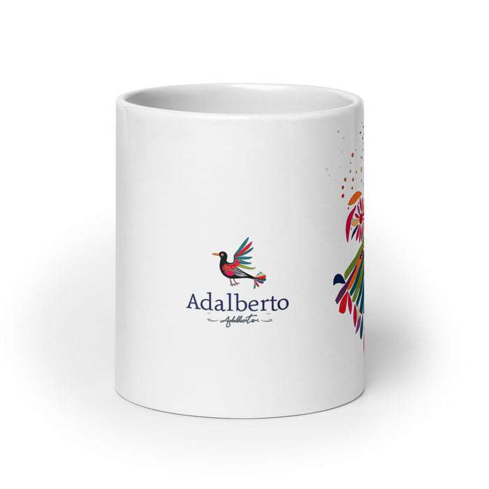 Adalberto Exclusive Name Art Piece Home Office Work Coffee Mug Mexican Spanish Pride Gift Cup One - Of - A - Kind Calligraphy White Glossy Mug | A6 - Mexicada