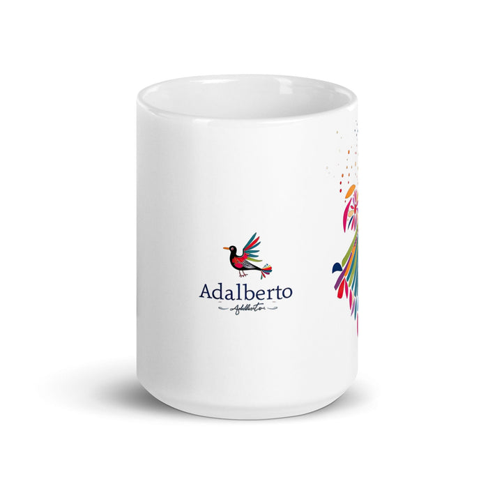 Adalberto Exclusive Name Art Piece Home Office Work Coffee Mug Mexican Spanish Pride Gift Cup One-Of-A-Kind Calligraphy White Glossy Mug | A6 Mexicada