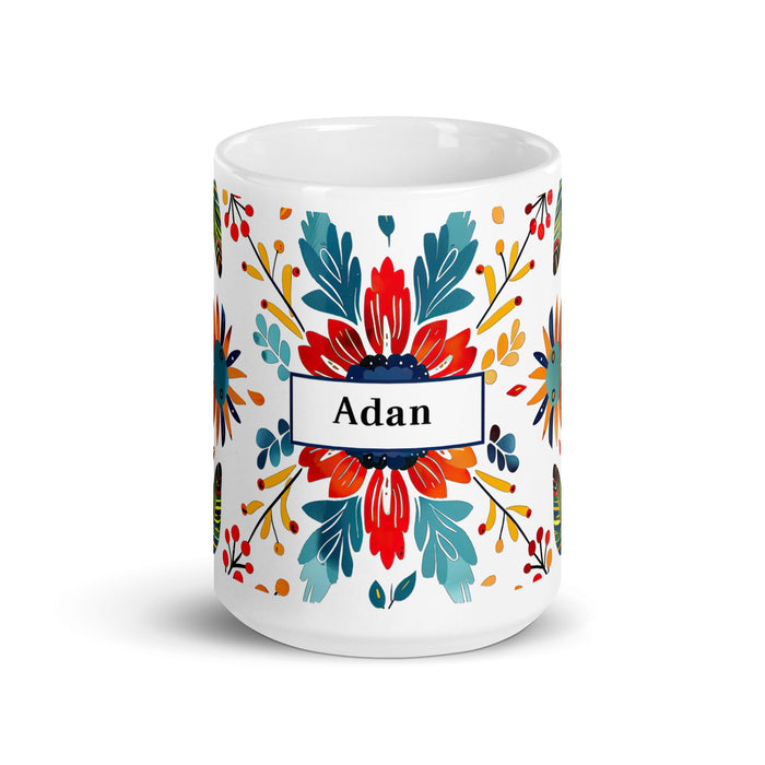 Adán Exclusive Name Art Piece Home Office Work Coffee Mug Mexican Spanish Pride Gift Cup One - Of - A - Kind Calligraphy White Glossy Mug | A1 - Mexicada