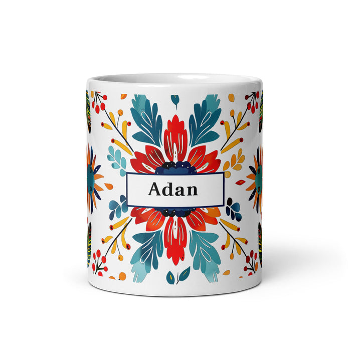 Adán Exclusive Name Art Piece Home Office Work Coffee Mug Mexican Spanish Pride Gift Cup One - Of - A - Kind Calligraphy White Glossy Mug | A1 - Mexicada