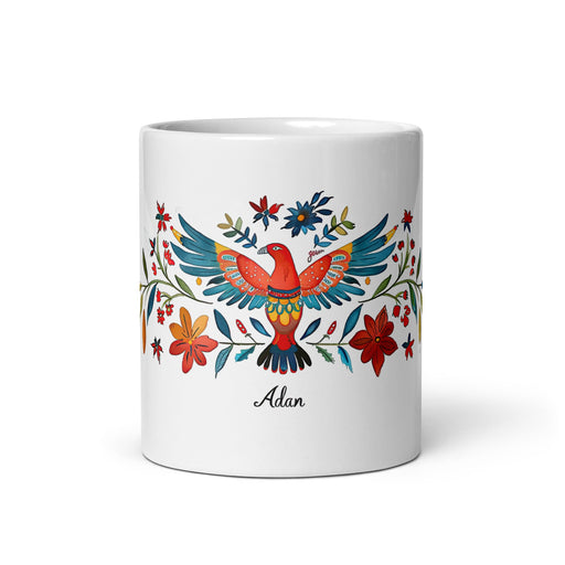 Adán Exclusive Name Art Piece Home Office Work Coffee Mug Mexican Spanish Pride Gift Cup One - Of - A - Kind Calligraphy White Glossy Mug | A10 - Mexicada