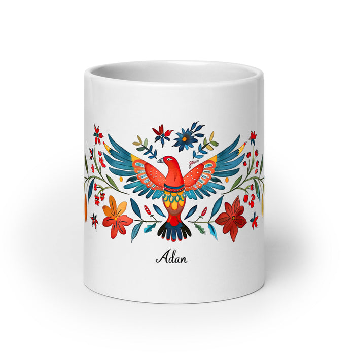 Adán Exclusive Name Art Piece Home Office Work Coffee Mug Mexican Spanish Pride Gift Cup One - Of - A - Kind Calligraphy White Glossy Mug | A10 - Mexicada