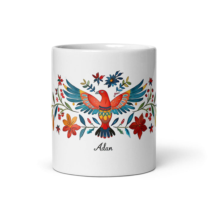 Adán Exclusive Name Art Piece Home Office Work Coffee Mug Mexican Spanish Pride Gift Cup One-Of-A-Kind Calligraphy White Glossy Mug | A10 Mexicada