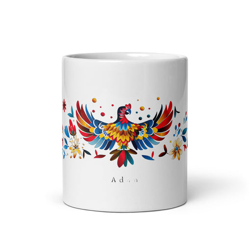 Adán Exclusive Name Art Piece Home Office Work Coffee Mug Mexican Spanish Pride Gift Cup One - Of - A - Kind Calligraphy White Glossy Mug | A12 - Mexicada