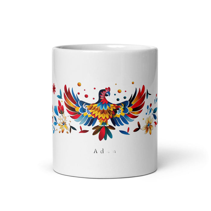 Adán Exclusive Name Art Piece Home Office Work Coffee Mug Mexican Spanish Pride Gift Cup One-Of-A-Kind Calligraphy White Glossy Mug | A12 Mexicada