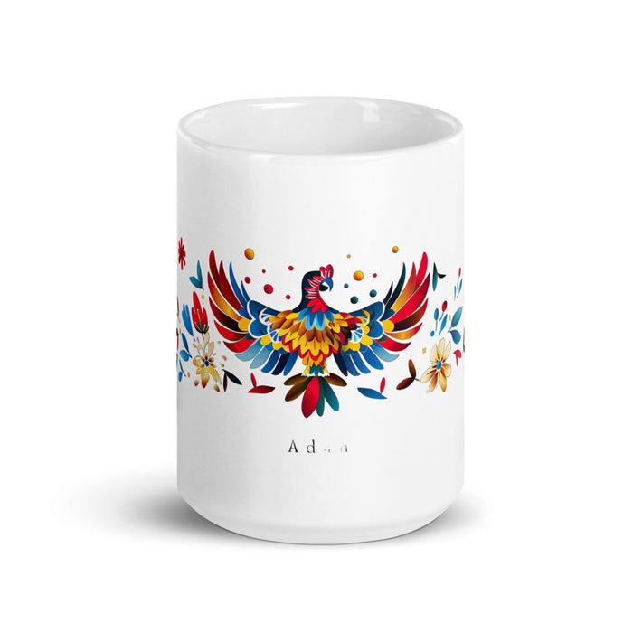 Adán Exclusive Name Art Piece Home Office Work Coffee Mug Mexican Spanish Pride Gift Cup One-Of-A-Kind Calligraphy White Glossy Mug | A12 Mexicada