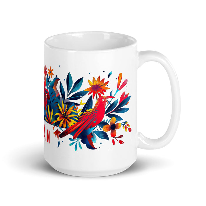 Adán Exclusive Name Art Piece Home Office Work Coffee Mug Mexican Spanish Pride Gift Cup One - Of - A - Kind Calligraphy White Glossy Mug | A13 - Mexicada