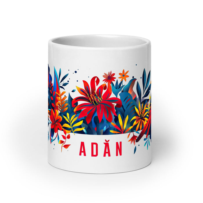 Adán Exclusive Name Art Piece Home Office Work Coffee Mug Mexican Spanish Pride Gift Cup One - Of - A - Kind Calligraphy White Glossy Mug | A13 - Mexicada