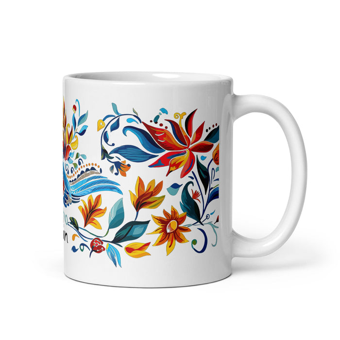 Adán Exclusive Name Art Piece Home Office Work Coffee Mug Mexican Spanish Pride Gift Cup One - Of - A - Kind Calligraphy White Glossy Mug | A14 - Mexicada