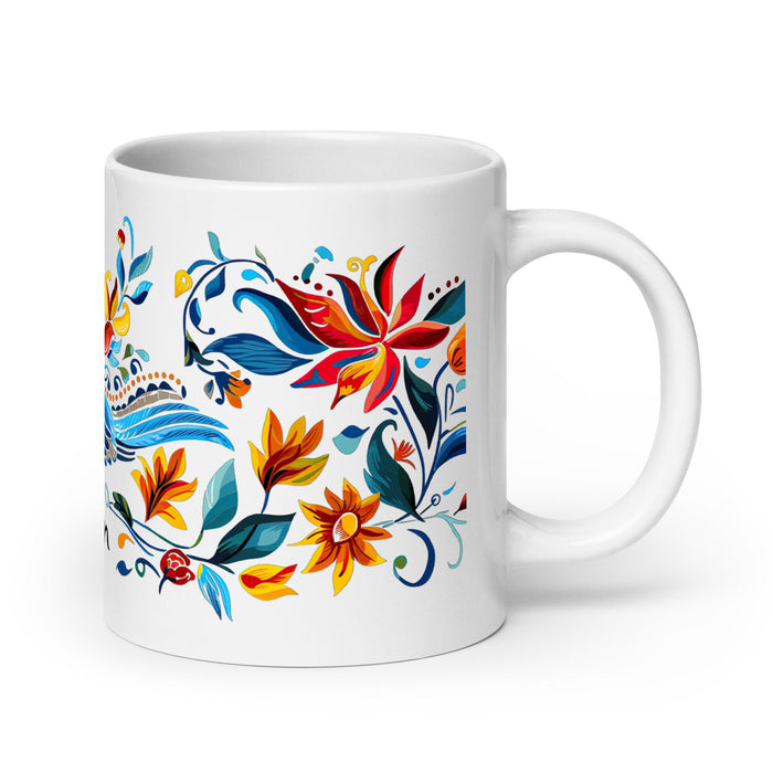 Adán Exclusive Name Art Piece Home Office Work Coffee Mug Mexican Spanish Pride Gift Cup One - Of - A - Kind Calligraphy White Glossy Mug | A14 - Mexicada