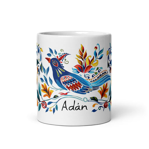 Adán Exclusive Name Art Piece Home Office Work Coffee Mug Mexican Spanish Pride Gift Cup One-Of-A-Kind Calligraphy White Glossy Mug | A14 Mexicada