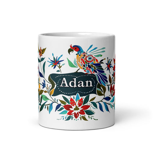 Adán Exclusive Name Art Piece Home Office Work Coffee Mug Mexican Spanish Pride Gift Cup One - Of - A - Kind Calligraphy White Glossy Mug | A15 - Mexicada