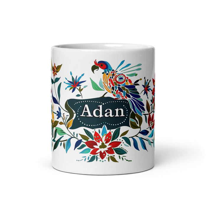 Adán Exclusive Name Art Piece Home Office Work Coffee Mug Mexican Spanish Pride Gift Cup One-Of-A-Kind Calligraphy White Glossy Mug | A15 Mexicada