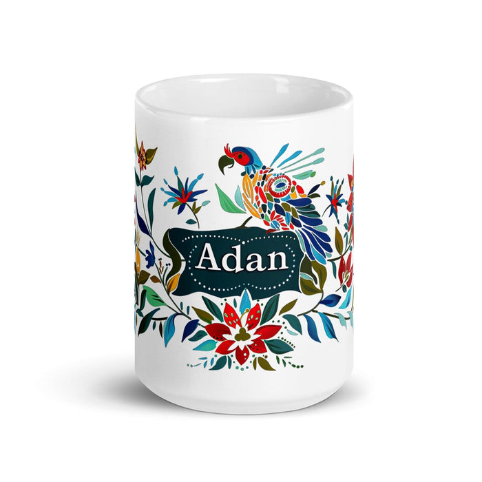 Adán Exclusive Name Art Piece Home Office Work Coffee Mug Mexican Spanish Pride Gift Cup One-Of-A-Kind Calligraphy White Glossy Mug | A15 Mexicada