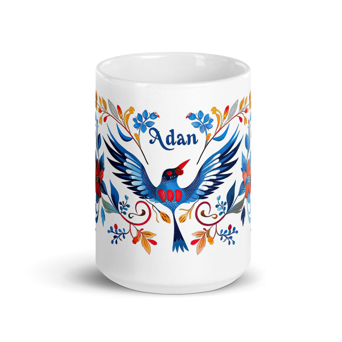 Adán Exclusive Name Art Piece Home Office Work Coffee Mug Mexican Spanish Pride Gift Cup One-Of-A-Kind Calligraphy White Glossy Mug | A16 Mexicada