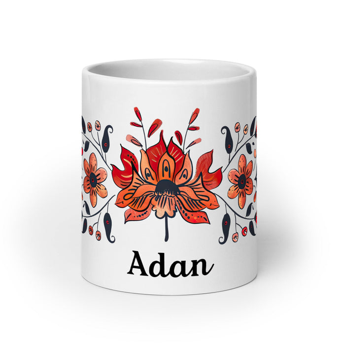 Adán Exclusive Name Art Piece Home Office Work Coffee Mug Mexican Spanish Pride Gift Cup One - Of - A - Kind Calligraphy White Glossy Mug | A17 - Mexicada