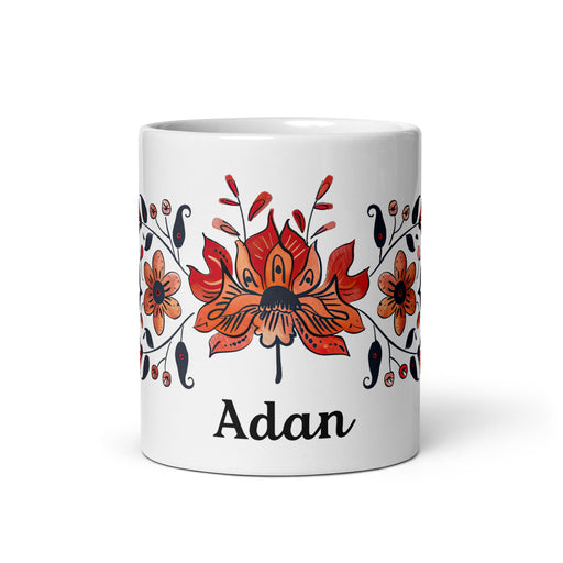 Adán Exclusive Name Art Piece Home Office Work Coffee Mug Mexican Spanish Pride Gift Cup One - Of - A - Kind Calligraphy White Glossy Mug | A17 - Mexicada