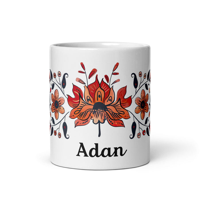 Adán Exclusive Name Art Piece Home Office Work Coffee Mug Mexican Spanish Pride Gift Cup One-Of-A-Kind Calligraphy White Glossy Mug | A17 Mexicada