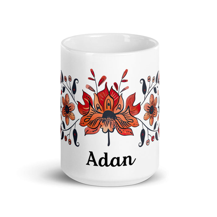 Adán Exclusive Name Art Piece Home Office Work Coffee Mug Mexican Spanish Pride Gift Cup One-Of-A-Kind Calligraphy White Glossy Mug | A17 Mexicada