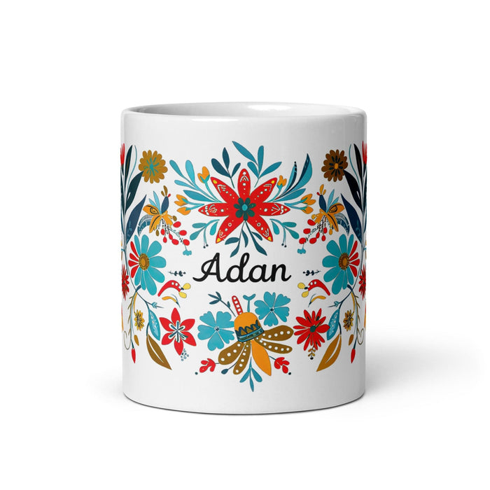 Adán Exclusive Name Art Piece Home Office Work Coffee Mug Mexican Spanish Pride Gift Cup One-Of-A-Kind Calligraphy White Glossy Mug | A19 Mexicada