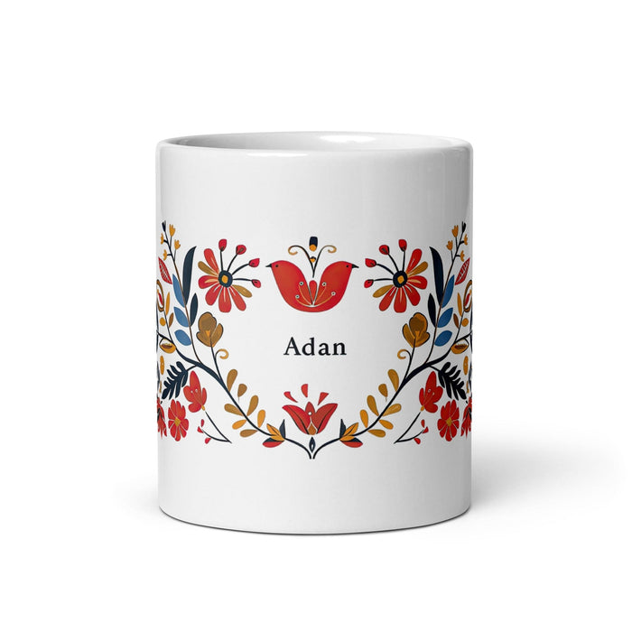 Adán Exclusive Name Art Piece Home Office Work Coffee Mug Mexican Spanish Pride Gift Cup One-Of-A-Kind Calligraphy White Glossy Mug | A2 Mexicada