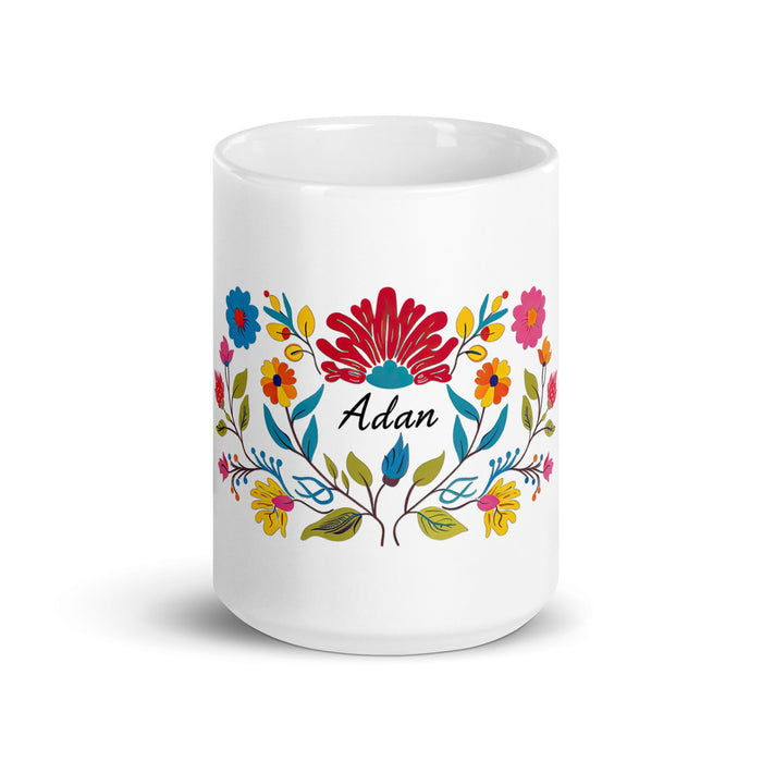 Adán Exclusive Name Art Piece Home Office Work Coffee Mug Mexican Spanish Pride Gift Cup One - Of - A - Kind Calligraphy White Glossy Mug | A20 - Mexicada