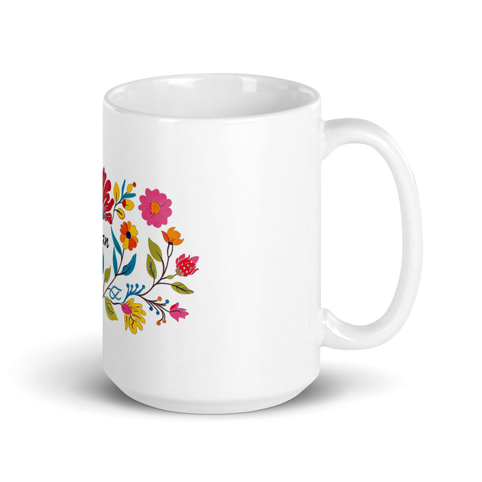 Adán Exclusive Name Art Piece Home Office Work Coffee Mug Mexican Spanish Pride Gift Cup One - Of - A - Kind Calligraphy White Glossy Mug | A20 - Mexicada