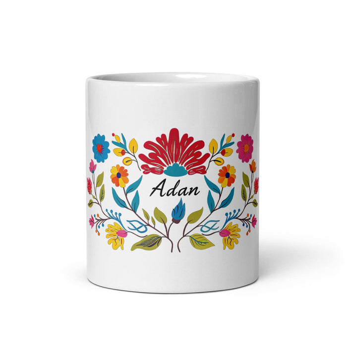 Adán Exclusive Name Art Piece Home Office Work Coffee Mug Mexican Spanish Pride Gift Cup One-Of-A-Kind Calligraphy White Glossy Mug | A20 Mexicada