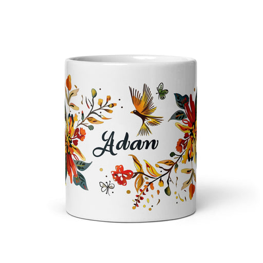 Adán Exclusive Name Art Piece Home Office Work Coffee Mug Mexican Spanish Pride Gift Cup One-Of-A-Kind Calligraphy White Glossy Mug | A6 Mexicada