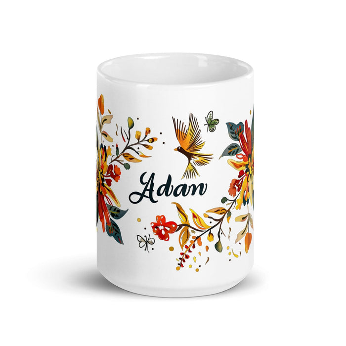 Adán Exclusive Name Art Piece Home Office Work Coffee Mug Mexican Spanish Pride Gift Cup One-Of-A-Kind Calligraphy White Glossy Mug | A6 Mexicada