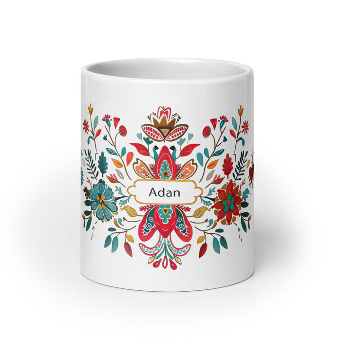 Adán Exclusive Name Art Piece Home Office Work Coffee Mug Mexican Spanish Pride Gift Cup One - Of - A - Kind Calligraphy White Glossy Mug | A7 - Mexicada