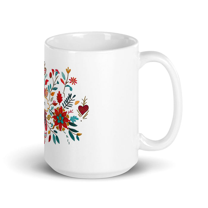 Adán Exclusive Name Art Piece Home Office Work Coffee Mug Mexican Spanish Pride Gift Cup One - Of - A - Kind Calligraphy White Glossy Mug | A7 - Mexicada