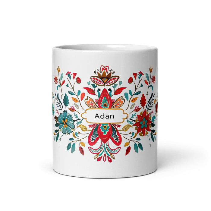 Adán Exclusive Name Art Piece Home Office Work Coffee Mug Mexican Spanish Pride Gift Cup One - Of - A - Kind Calligraphy White Glossy Mug | A7 - Mexicada