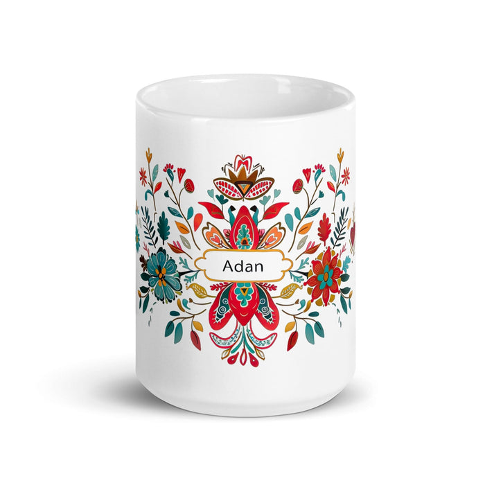 Adán Exclusive Name Art Piece Home Office Work Coffee Mug Mexican Spanish Pride Gift Cup One-Of-A-Kind Calligraphy White Glossy Mug | A7 Mexicada