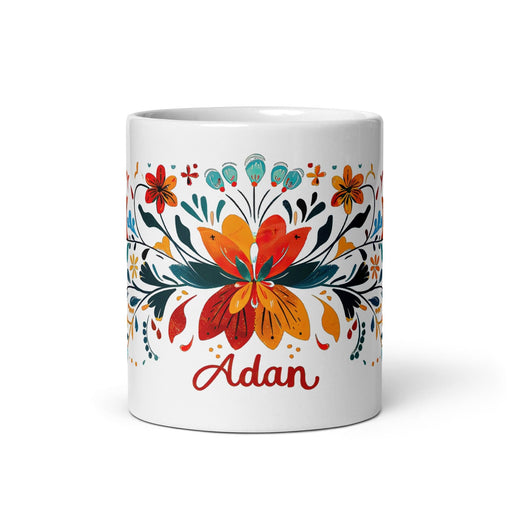 Adán Exclusive Name Art Piece Home Office Work Coffee Mug Mexican Spanish Pride Gift Cup One-Of-A-Kind Calligraphy White Glossy Mug | A8 Mexicada